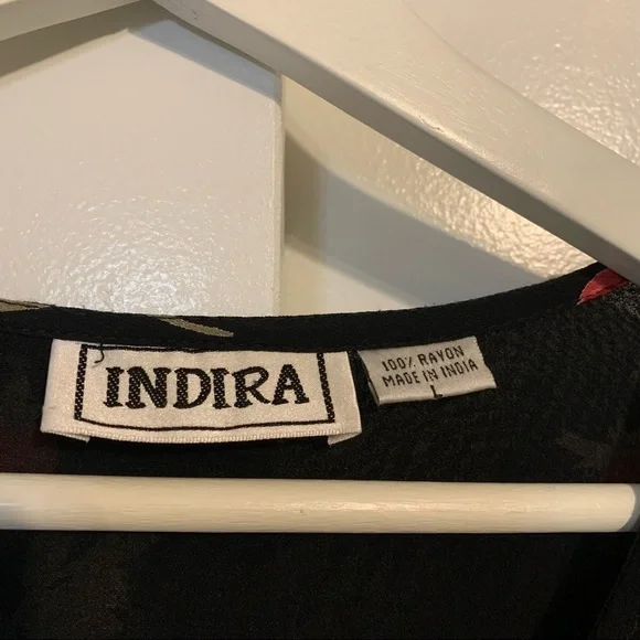 Indira L rayon midi dress ditzy floral flowers roses button front lined soft - Picture 3 of 14